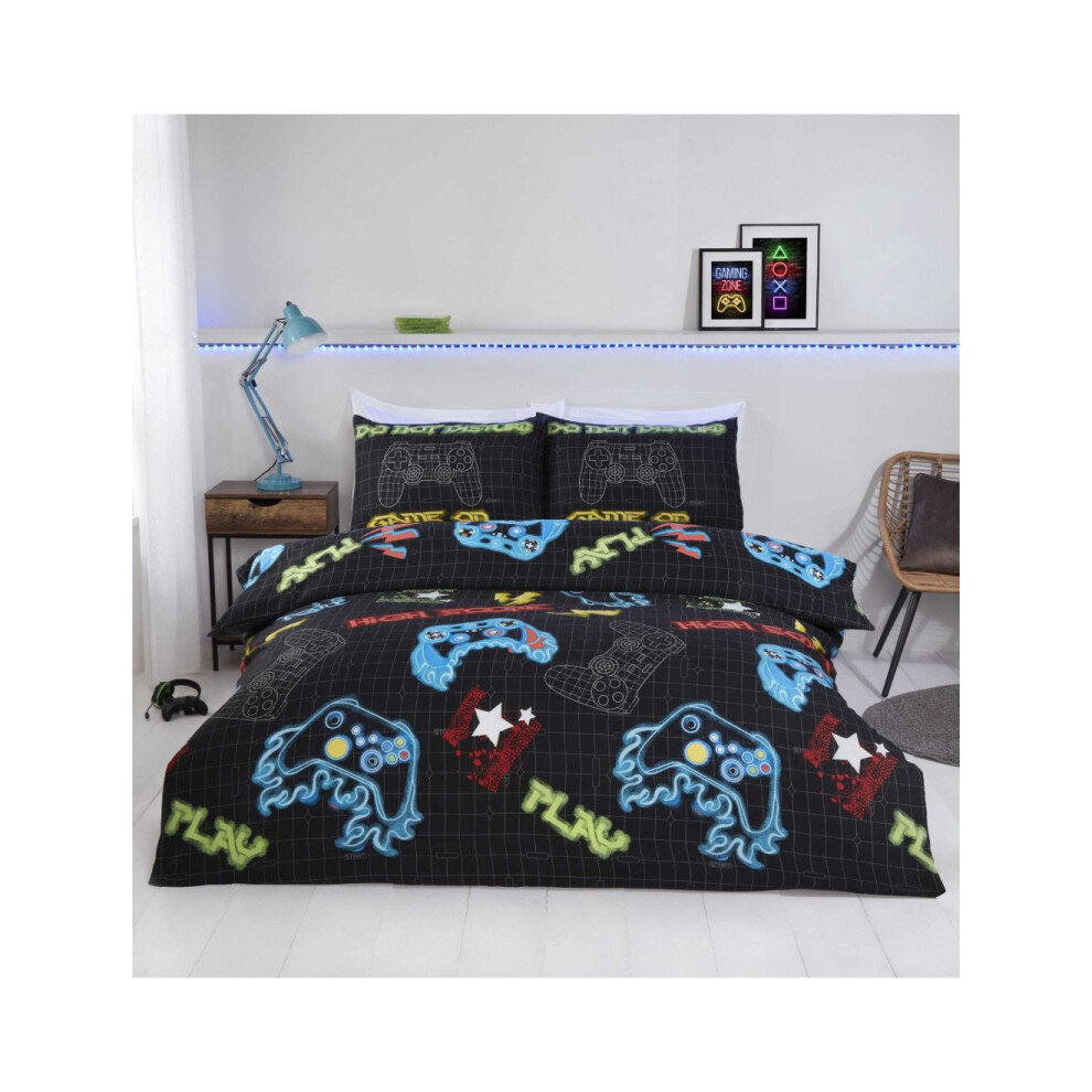Rapport Home (Double) Gaming Bedding Duvet Cover Set Black