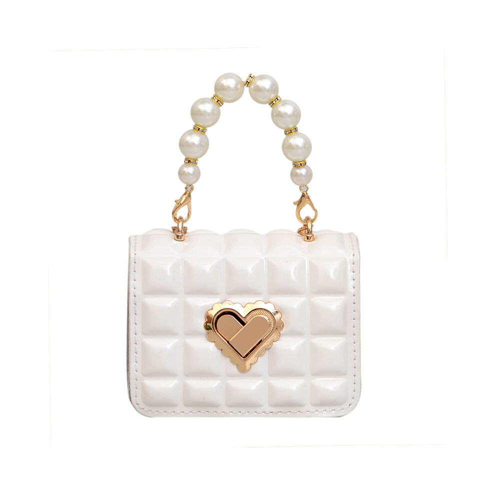 (White) Stylish Toddler Girls Mini Handbag With Pearl Handle And Chain Decor