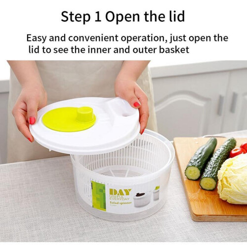 Vegetable Dryer Spinner Double-layer Large Capacity Dryer Household Fruit Dehydrator Drainer Easy Water Drain System and Compact 2