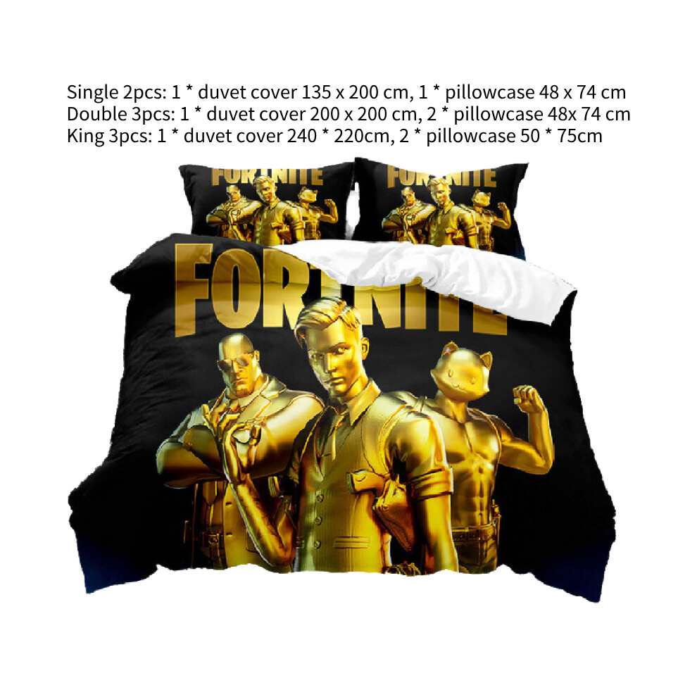 (Single) Fortnite Bedding Single Double Duvet Cover Soft and comfortable fabric Printed