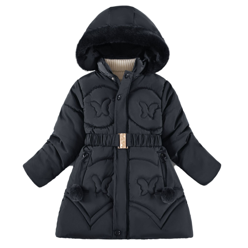 Xcsgsra (Black, 6-7Years) Kids Girl Winter Jacket Hooded Coat Warm Butterfly Black,Not,Specified