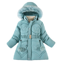 (Sky Blue, 7-8Years) Kids Girl Winter Jacket Hooded Coat Warm butterfly