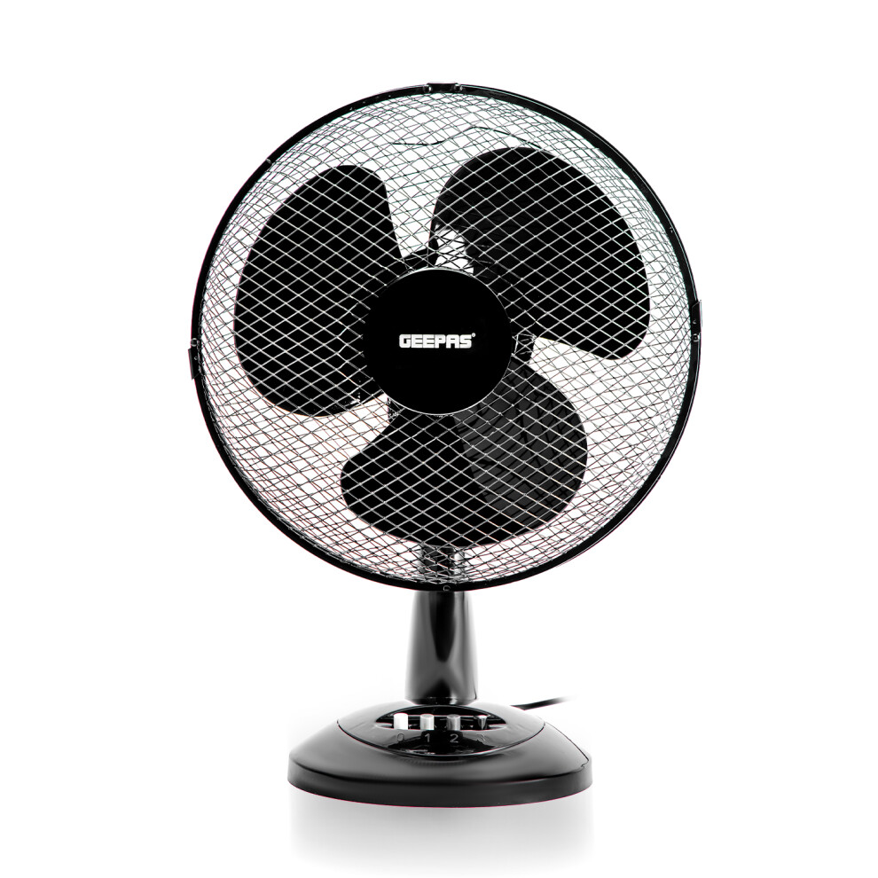 Geepas 12" Table Fan | Electric Portable Worktop Desk Fan With 3 Speeds 3 Blades 35W