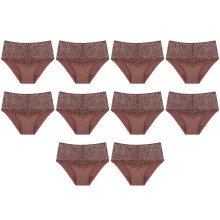 (10) Triumph 10 Pack Essential Lace Maxi Womens Underwear Full Briefs Cacao Brown Bulk Undies
