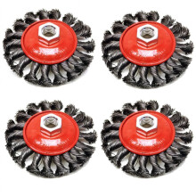 4pcs 100mm Round Polishing Wire Brush Wheels  Remove Rust Steel Metal Brush For Angle Grinder TE242 M14 Thread