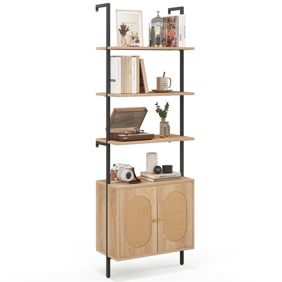 Wall Mount Bookshelf Open Wall Storage Shelves w/ Storage Cabinet