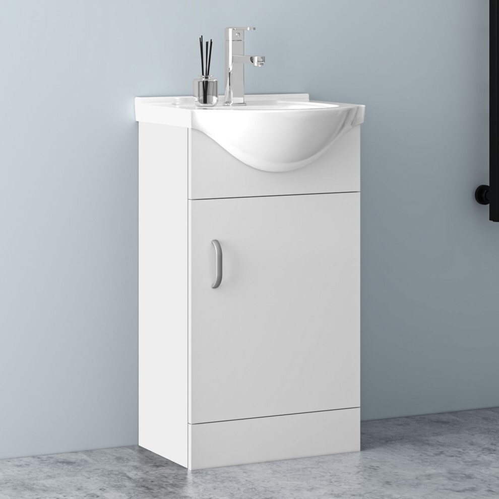 455mm Bathroom Vanity Unit with Ceramice Gloss White