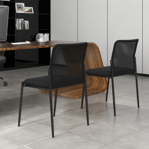 Costway Waiting Room Chair Set of 2 Stackable Office Guest Chairs 2