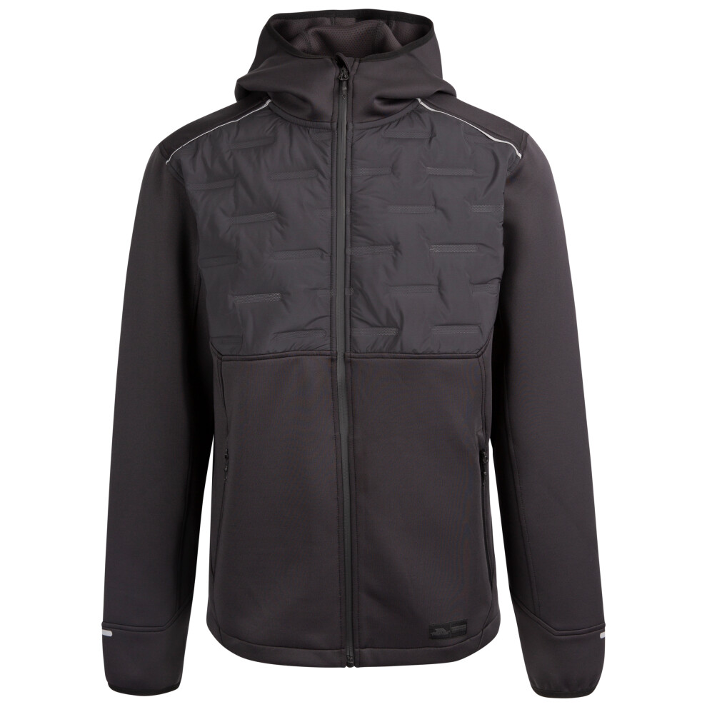 (S, Black) Trespass Mens Hooded Activewear Faux Down Jacket With Zipped Pockets Bolfort