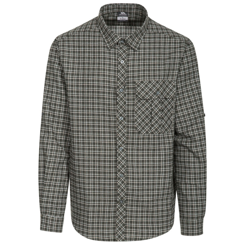 (S, Green Check) Trespass P Mens Long Sleeved Checked Shirt Snyper