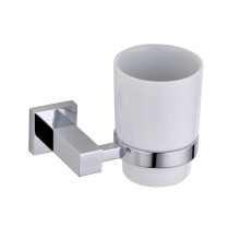 Single Wall Mounted Round Tumbler And Holder Chrome