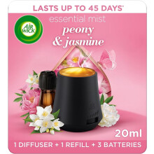 Airwick Essential Mist Diffuser Kit Balancing Peony & Jasmine1 Device & 1 refill (20 ml) Natural Essential Oils Last up to 45 days Air freshener