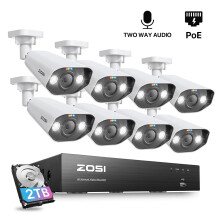 ZOSI 8CH PoE CCTV Camera System 4K 8MP NVR 2TB HDD 2-Way Audio ColorVu