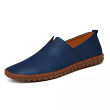 (Blue, UK Size 13) Mens Moccasin Loafers Leather Smart Casual Shoes Driving Slip on Designer Shoes