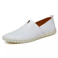 (White, UK Size 13) Mens Moccasin Loafers Leather Smart Casual Shoes Driving Slip on Designer Shoes