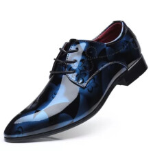 (Blue, UK 5.5 / EUR39) Hot Mens British Flat Casual Loafers Dress Breathable Patent Leather Shoes Size.