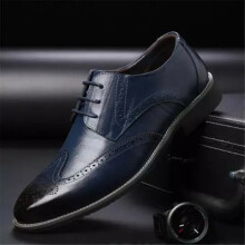 (Blue, UK 11 / EUR46) Mens Fashion Brogues Smart Formal Office Casual Lace Up Oxford Brogue Shoes Size