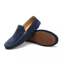 (Blue, EU 38) Men's Loafers Suede Leather Slip On Driving Moccasin Slippers Penny Boat Shoes