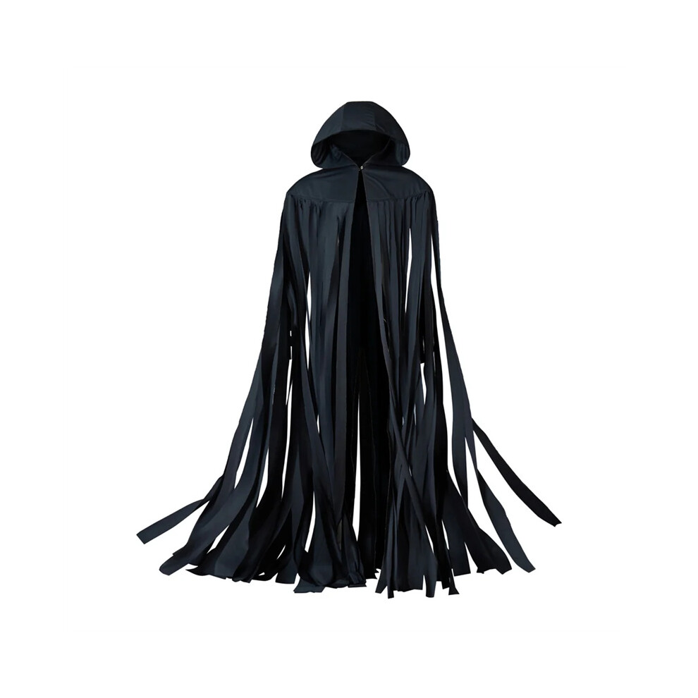 Mistborn Cosplay Hooded Cloak Gothic Tassel Cape Robe Black