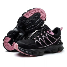 (UK4 =EU37, Black&Pink) Womens Ladies Lightweight Safety Shoes Steel Toe Cap Work Trainers Hiking Boot 2