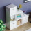Vida Designs (White, White) Durham 6 Cube Staircase Shelf 3 Basket Drawers 4