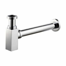 SQUARE BOTTLE TRAP & OUTLET PIPE CHROME BATHROOM BASIN SINK BRASS