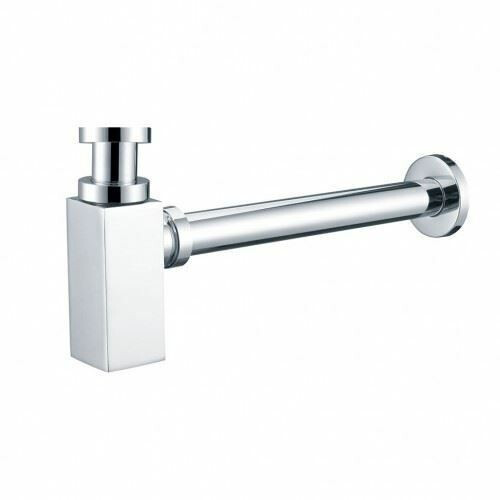 SQUARE BOTTLE TRAP & OUTLET PIPE CHROME BATHROOM BASIN SINK BRASS 2
