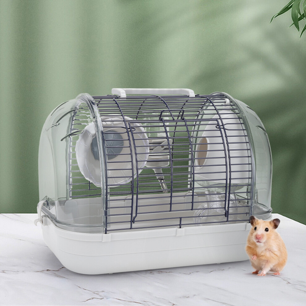 (Grey) Hamster Cage Small Pet Animal House Transport Travel Box Carrier Crate w/Kettle