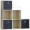 Vida Designs (Oak, Black) Durham 6 Cube Staircase Shelf 3 Basket Drawers 1