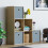 Vida Designs (Oak, Grey) Durham 6 Cube Staircase Shelf 3 Basket Drawers 4