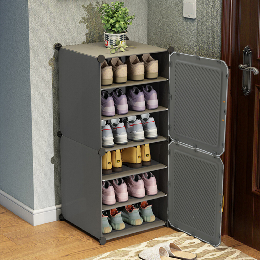 (6-Tier) Shoe Cabinet Rack Storage with Door Cupboard Footwear Stand Hallway Shoe Storage