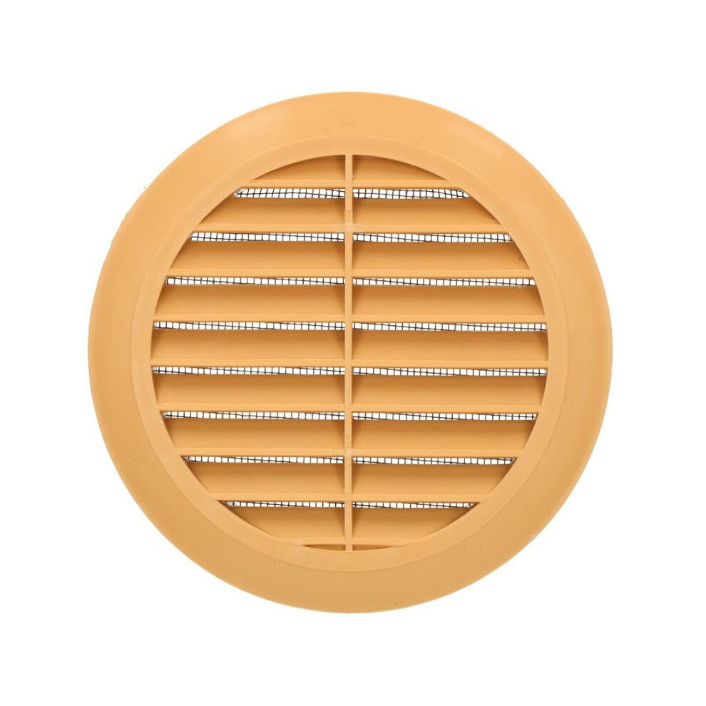 Round Beige Air Vent Grille 100Mm With Fly Screen And Flange 5056517984550