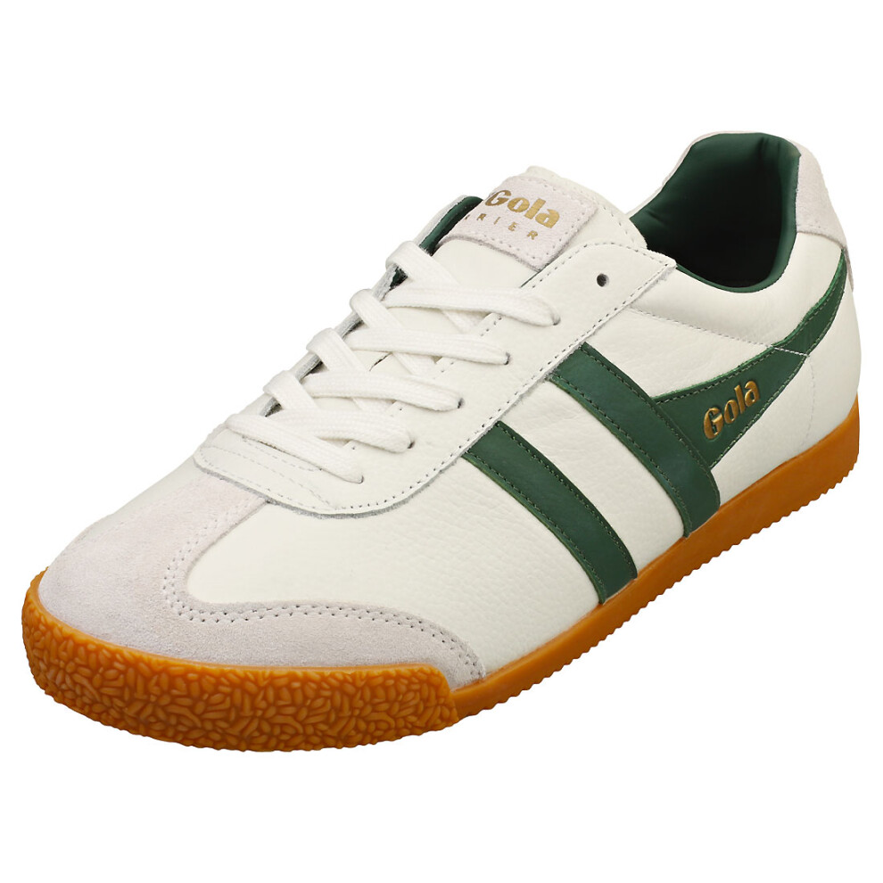 (11) Gola Harrier Mens Classic Trainers in White Green