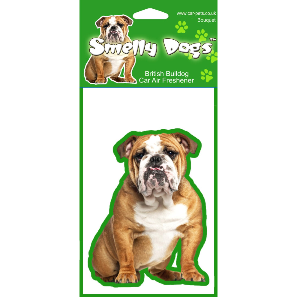 British Bulldog Dog Gift - 1 pcs Smelly Dogs Car Air Freshener. Each freshener individually packaged