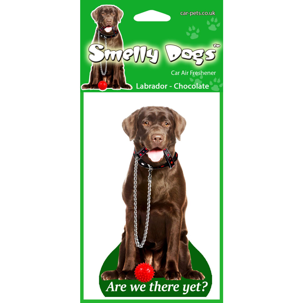 Labrador Chocolate Lab Dog Gift - 4 pcs of Smelly Dogs Car Air Fresheners. Each freshener individually packaged