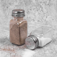 Glass Salt and Pepper Shaker Pots Set of 2 Glass Seasoning Jars 9x4cm