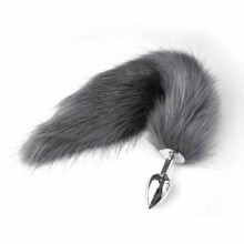 (Grey-Fox tail) Fluffy Bunny Fox Tail Anal Plug Pet Play Bondage Kink Bdsm Fetish Restraints