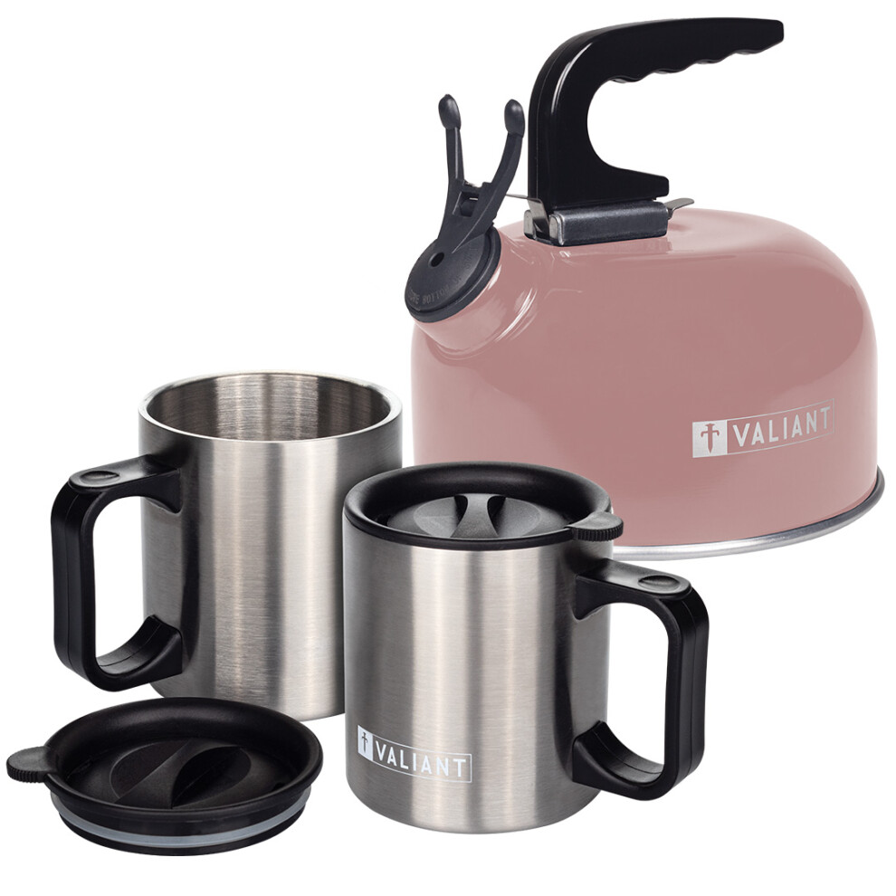 Valiant Camping Kettle & Insulated Mug Set Pink