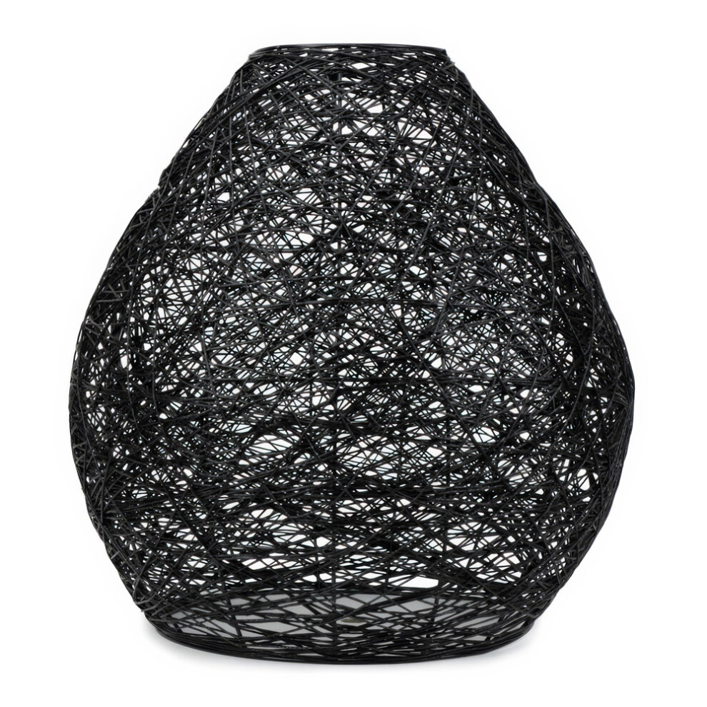 Hopper Black Paper Rope Easyfit Pendant Light Shade with Bulb