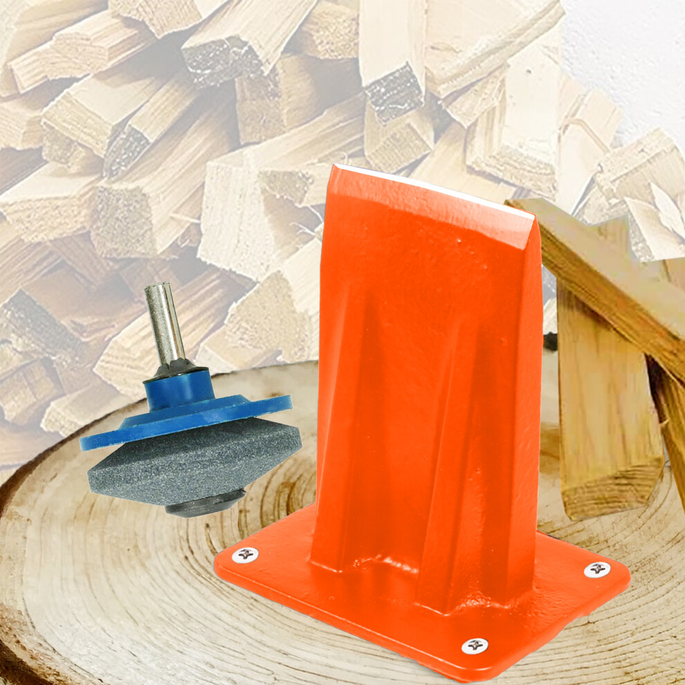 Spares2go Kindling Splitter Firewood Log Mounted Wedge Splitting Base + Drill Blade Sharpener Attachment Kit