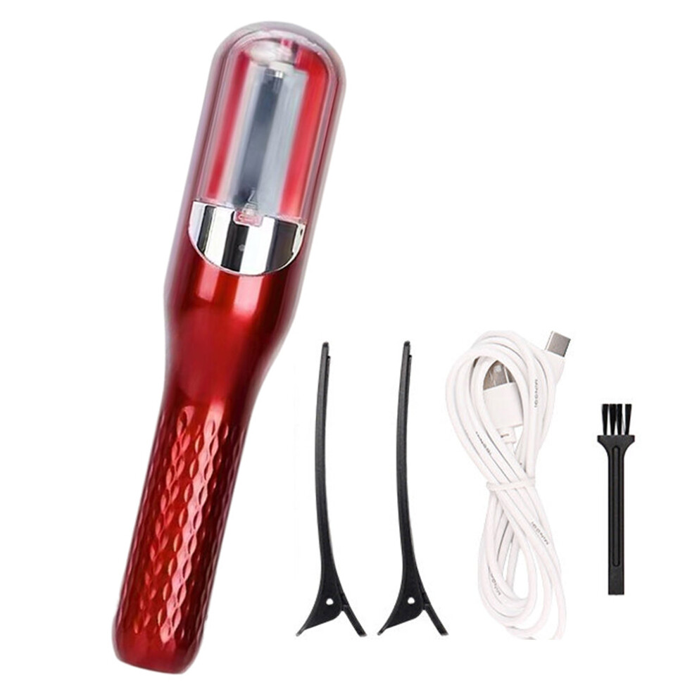 (Red) Automatic Hair Split End Trimmer For Damage Repair Usb - Rechargeable