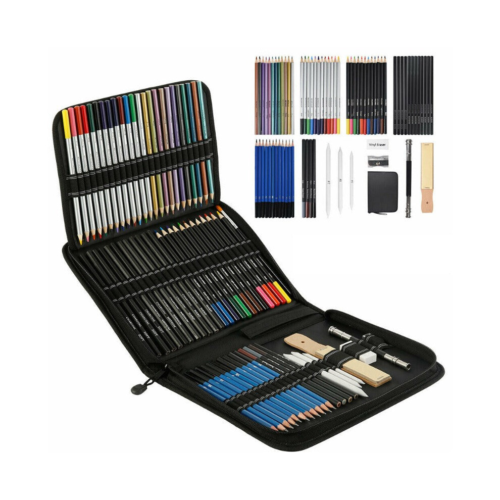 72Pcs Professional Drawing Sketching Kit Artist Tools Art Pencils & Charcoal