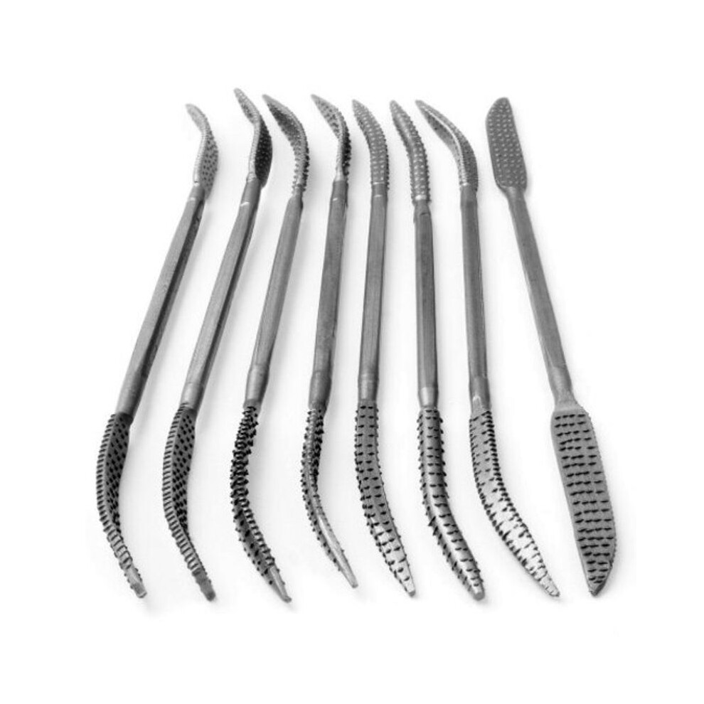 (Standard, 2) 200 Mm Double Ended Riffler Wood Rasp File Set Woodworking Carving 8Pcs Silver