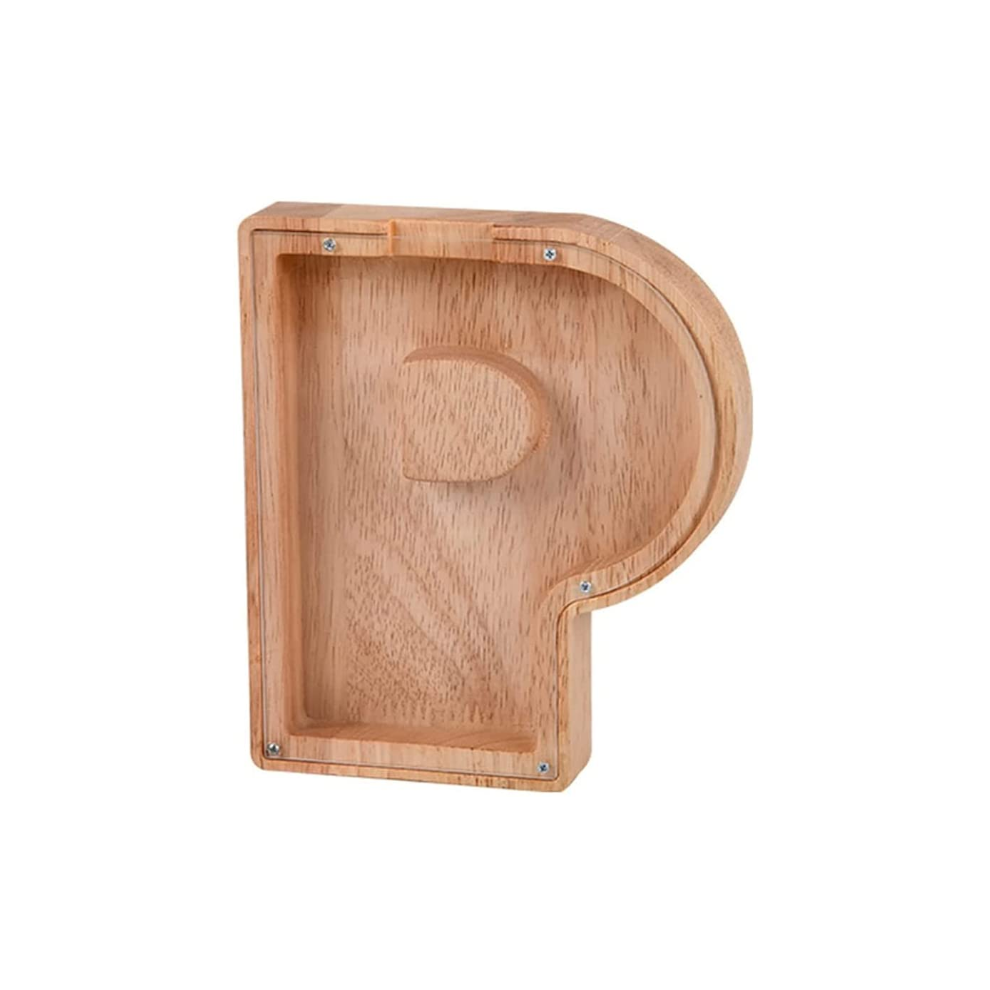 (P) Wooden Alphabet Piggy Bank Letter Shaped Money Box