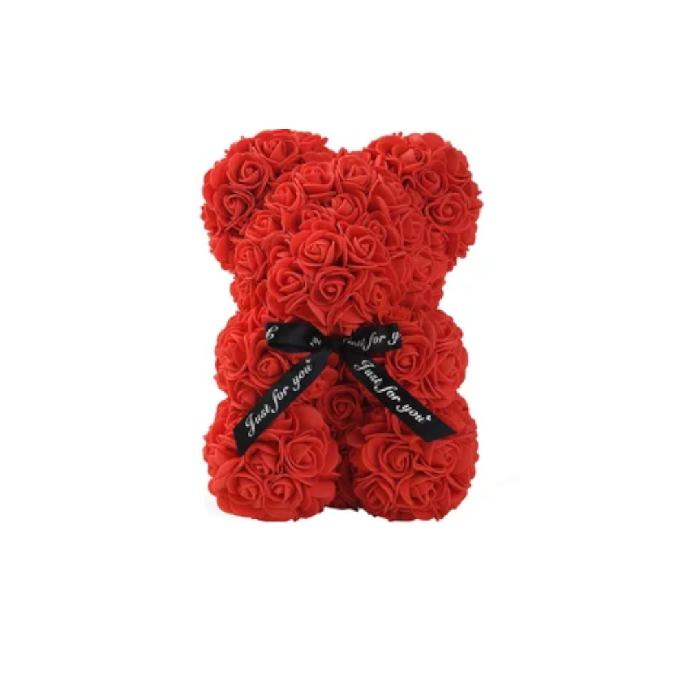 (Red, 25CM) Rose Flower Teddy Bear