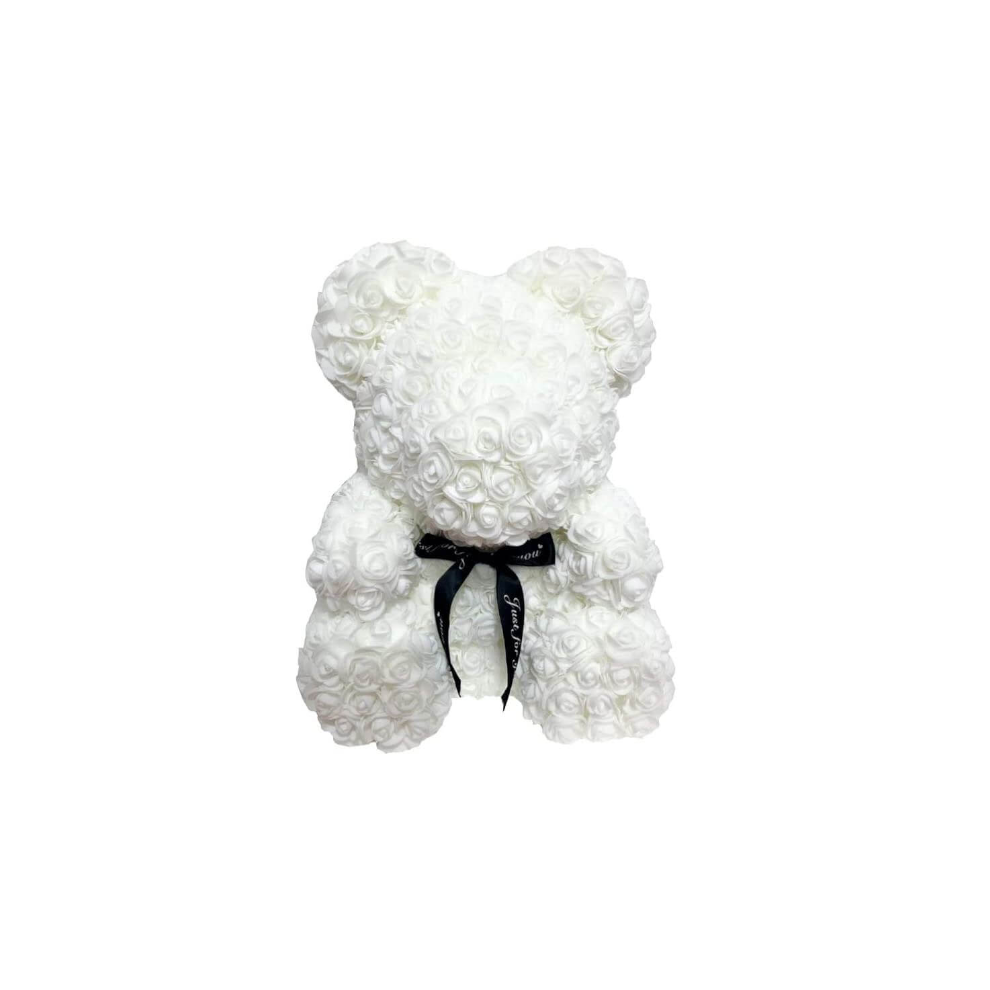 (White, 25CM) Rose Flower Teddy Bear