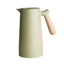 (Green, 1) Large Capacity 1L Nordic Wooden Handle Insulated Thermos
