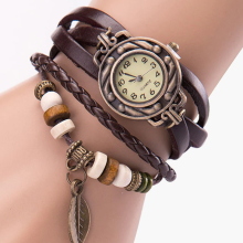 Veile Studios Vintage Tree Leaf Braid Bracelet Watch Brown Watches