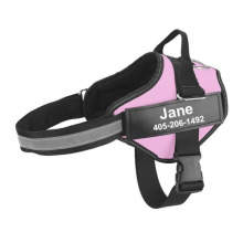 (Pink, XS) Easy Snap Reflective Dog Harness With Custom Id Patch