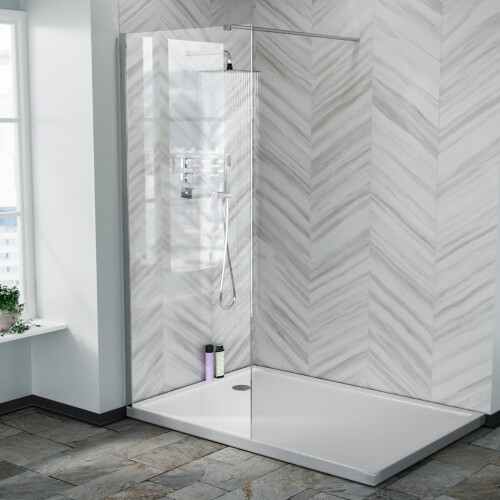NES Home Samoa 700mm Wet Room Screen & Support Bar Chrome